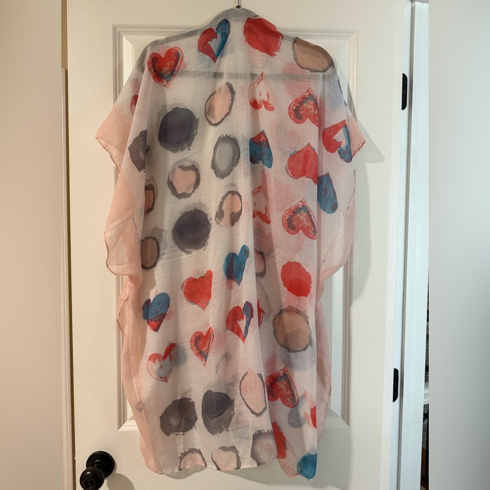 Sheer Heart Print Kimono